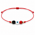 ALMAMIA Brand Adjustable Red Macrame Bracelet with Evil Eye, Peony Seed, Black Azabache and 18K Gold Bead – Handmade Protection Bracelet for Women