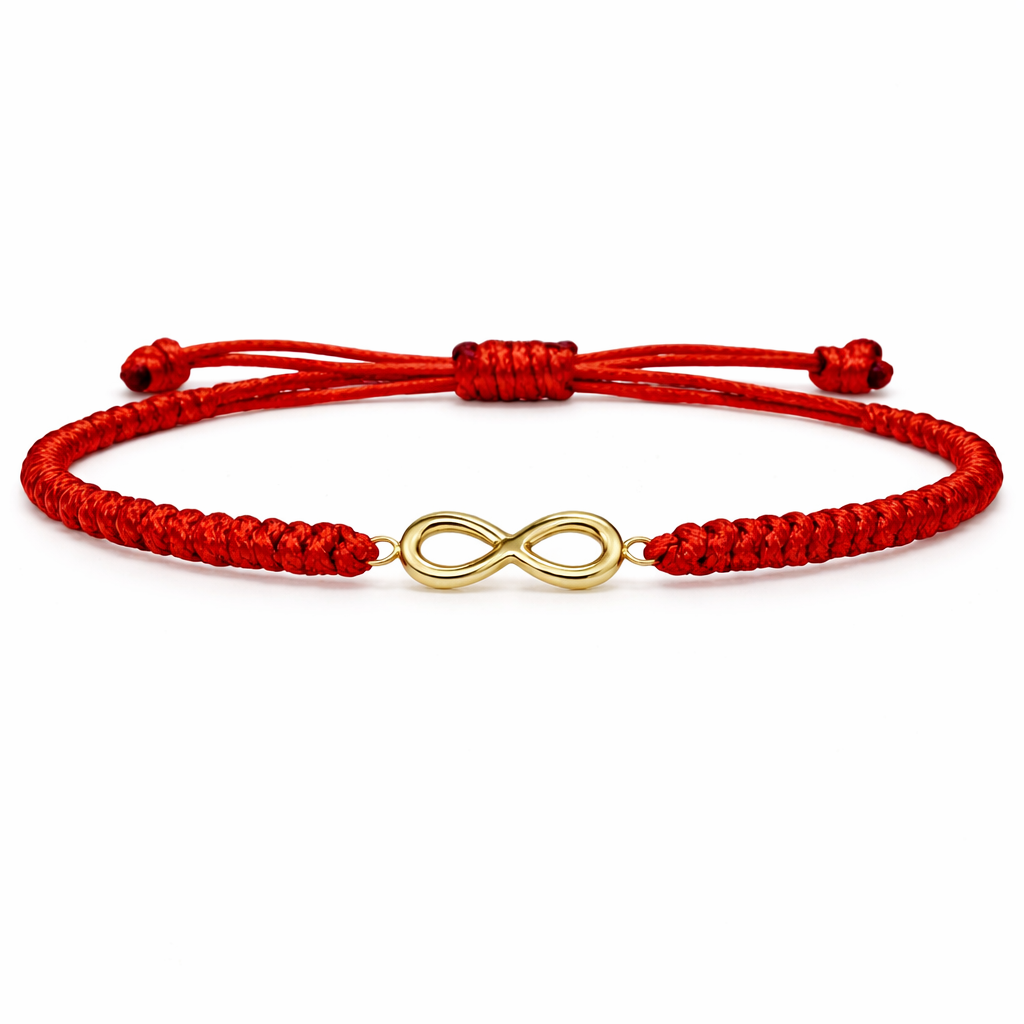AlmaMia 18K Gold Infinity Bracelet – Red String Protection Bracelet for Good Luck, Handmade Adjustable Lucky Bracelet for Women and Men