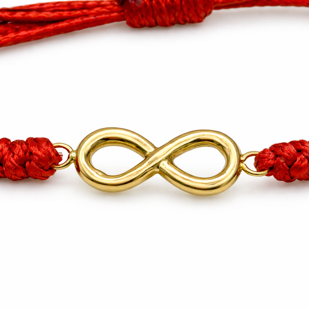 AlmaMia 18K Gold Infinity Bracelet – Red String Protection Bracelet for Good Luck, Handmade Adjustable Lucky Bracelet for Women and Men
