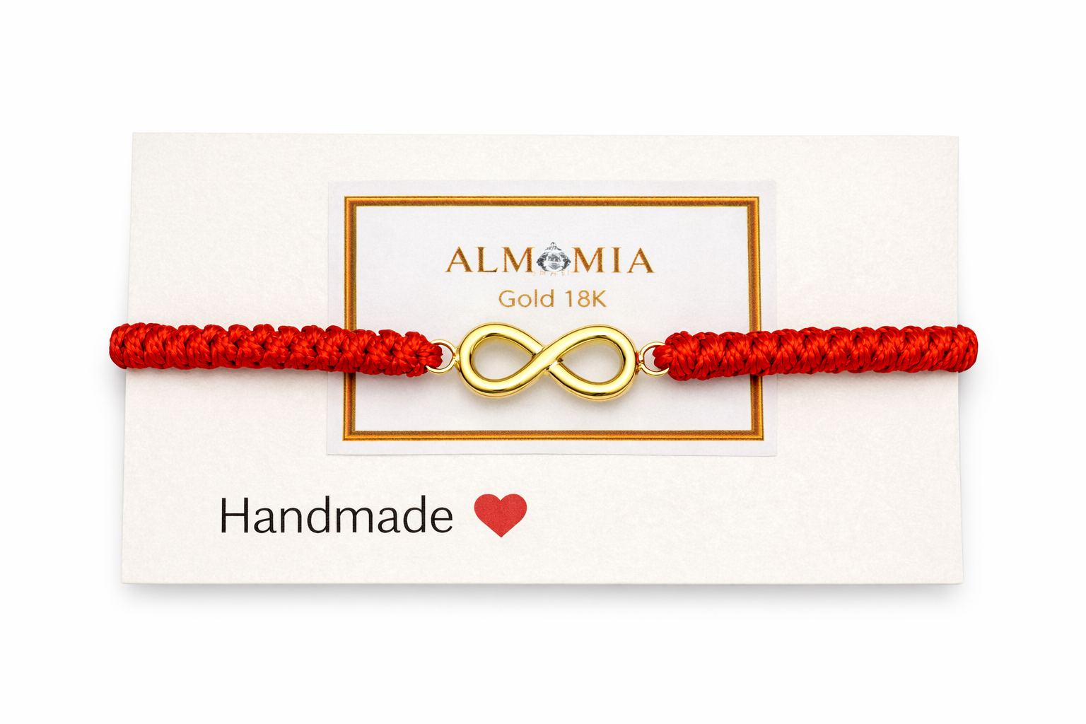 AlmaMia 18K Gold Infinity Bracelet – Red String Protection Bracelet for Good Luck, Handmade Adjustable Lucky Bracelet for Women and Men
