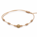 Gold 7 Knots Bracelet with Zircons – Adjustable Protection String Bracelet with Gold Crystal Bead – Spiritual Lucky Jewelry