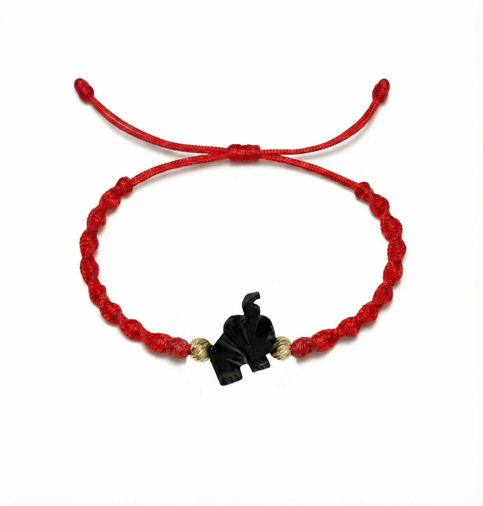 Red String Protection Bracelet with Black Azabache Stone – Handmade Adjustable Good Luck Bracelet with Spiritual Meaning