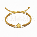 18K Gold Clover Charm Macramé Bracelet – Adjustable, Van Cleef Style Inspire