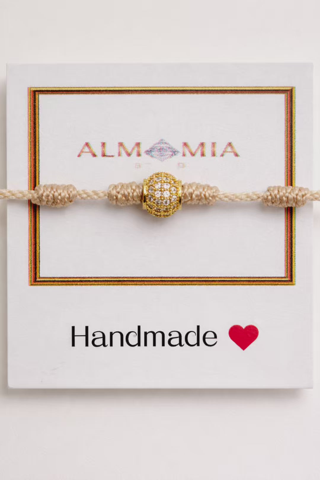 Gold 7 Knots Bracelet with Zircons – Adjustable Protection String Bracelet with Gold Crystal Bead – Spiritual Lucky Jewelry